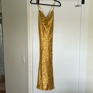 Vici Yellow Mustard Satin Midi Dress